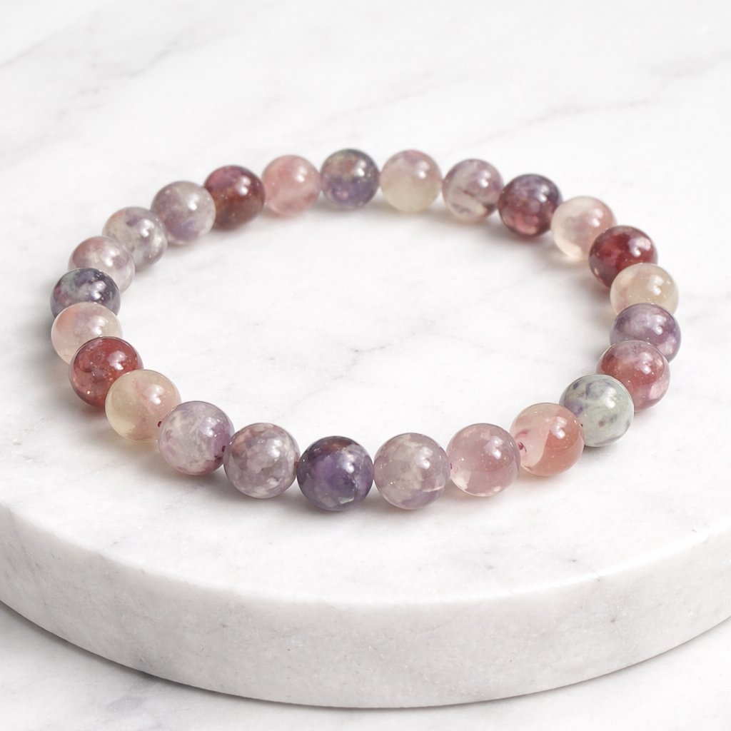 Natural Tourmaline Quartz Crystal Stretch Bracelet 8mm Beads Healing Jewelry
